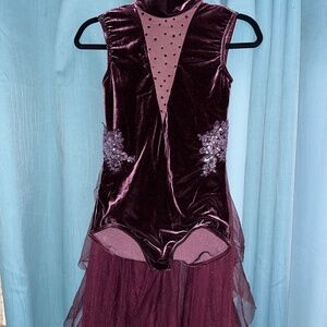 weissman elite burgundy velvet lyrical costume